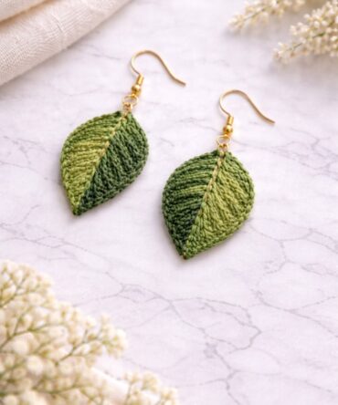 Green Leaf Drop Earrings