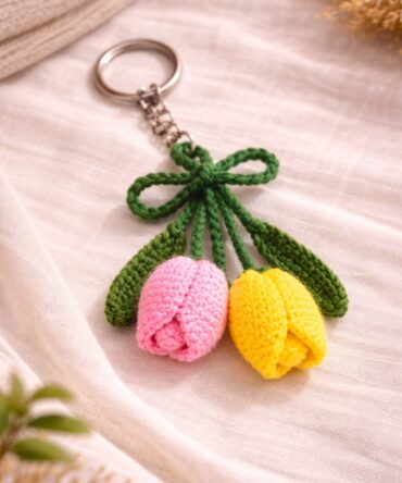 Crochet Tulip Keychain