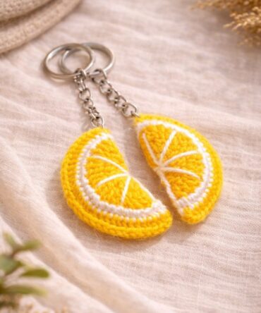 Crochet Lemon Slice Keychain(single)