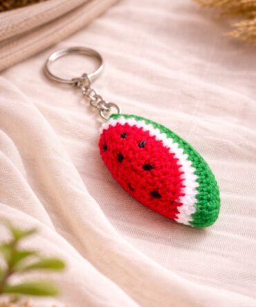 Crochet Watermelon Slice Keychain