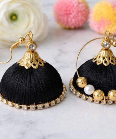 Royal Black Dome Earrings