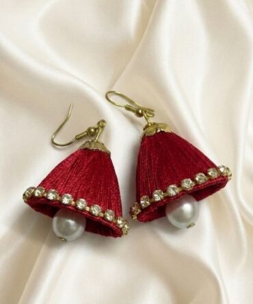 Red Thread Cone Earrings
