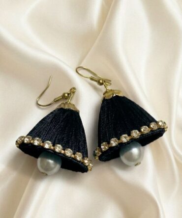Black Thread Cone Earrings