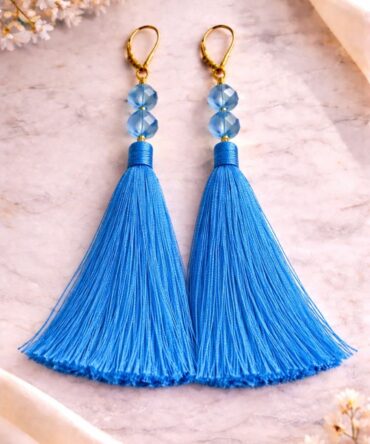 Blue Tassle Beaded Earring