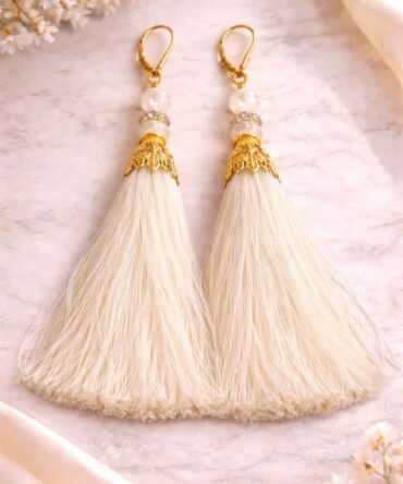 Royal White Tassle Earrings