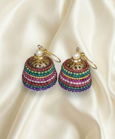 Multicolored Quilling Earrings With Beads