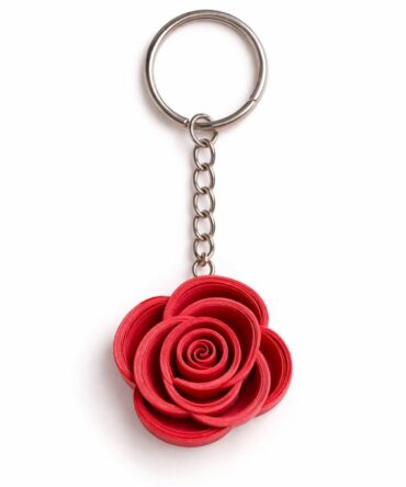 Rose Shaped Quilled Keychain