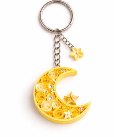 Moon Shaped Quilled Keychain
