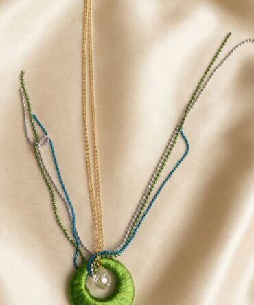 Royal Green Thread and Beads Pendant